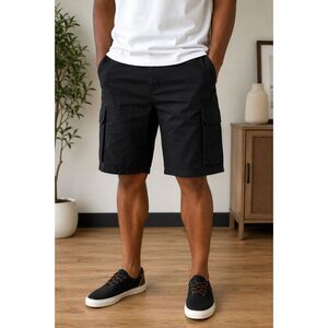 True Nation Stretch Ripstop Cargo Shorts Men's Black Utility NWT Size 42